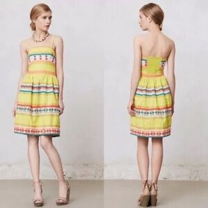 Anthropologie Leifsdottir yellow quilotoa dress